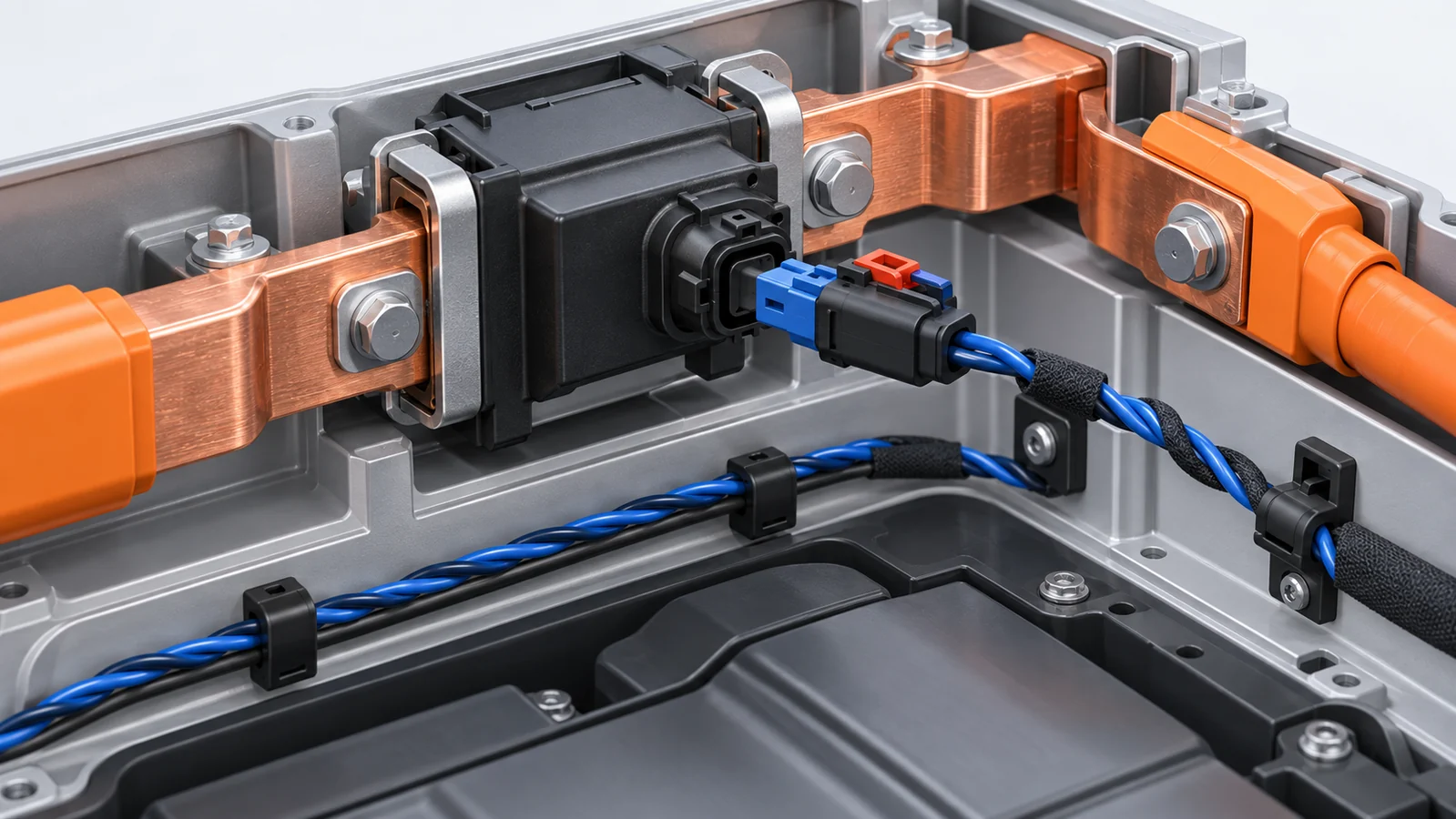 Pyrofuse trigger connector and diagnostic harness installation