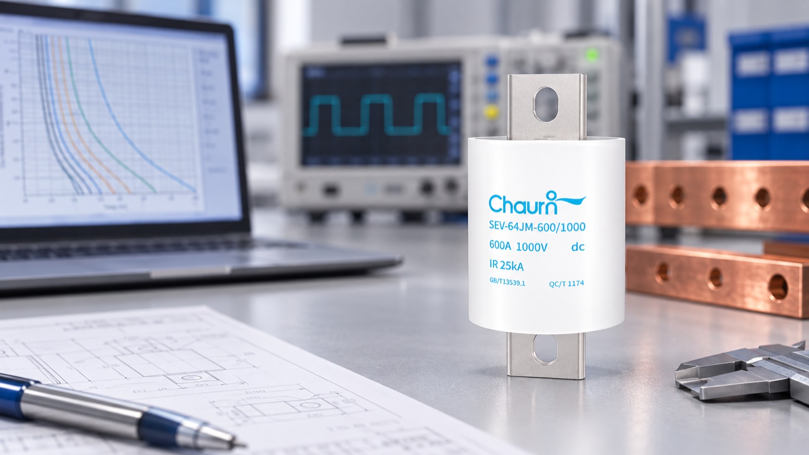 DC fuse selection using time-current curves, test equipment and busbar data
