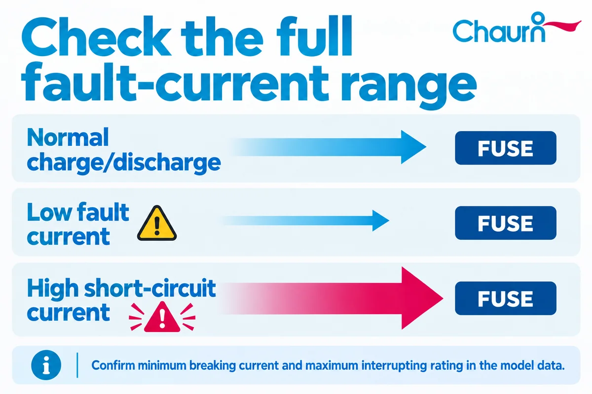 ESS fuse fault-current range Three conceptual current conditions: normal cycling, low fault current and high short circuit