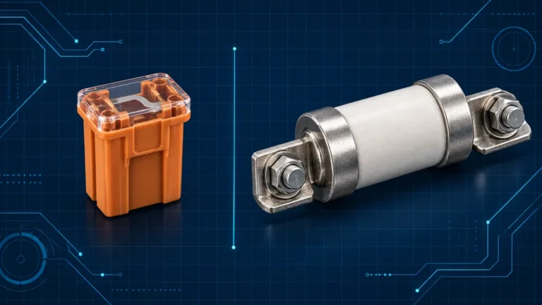 Fusible JCASE comparé au fusible HVDC pour les applications automobiles et batteries haute tension